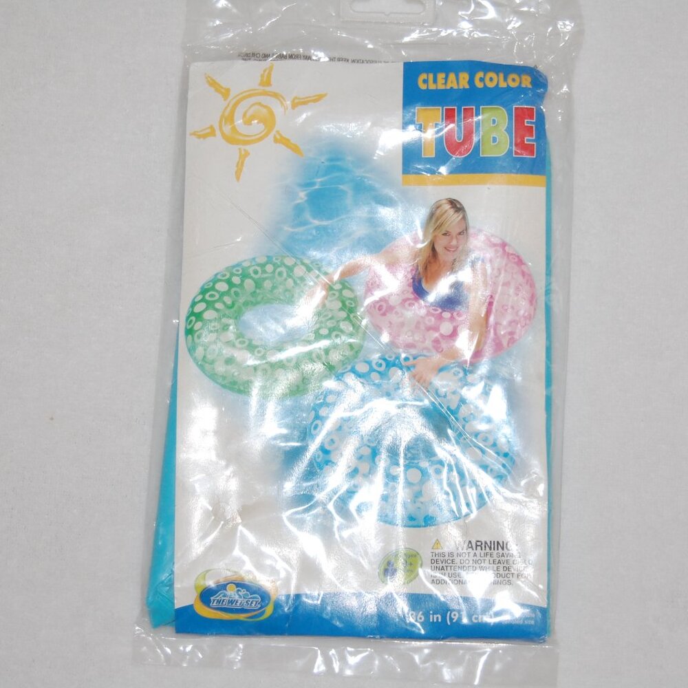 NWT The Wet Set, Clear Color Tube, Age 9+, Deflated Size: 36"